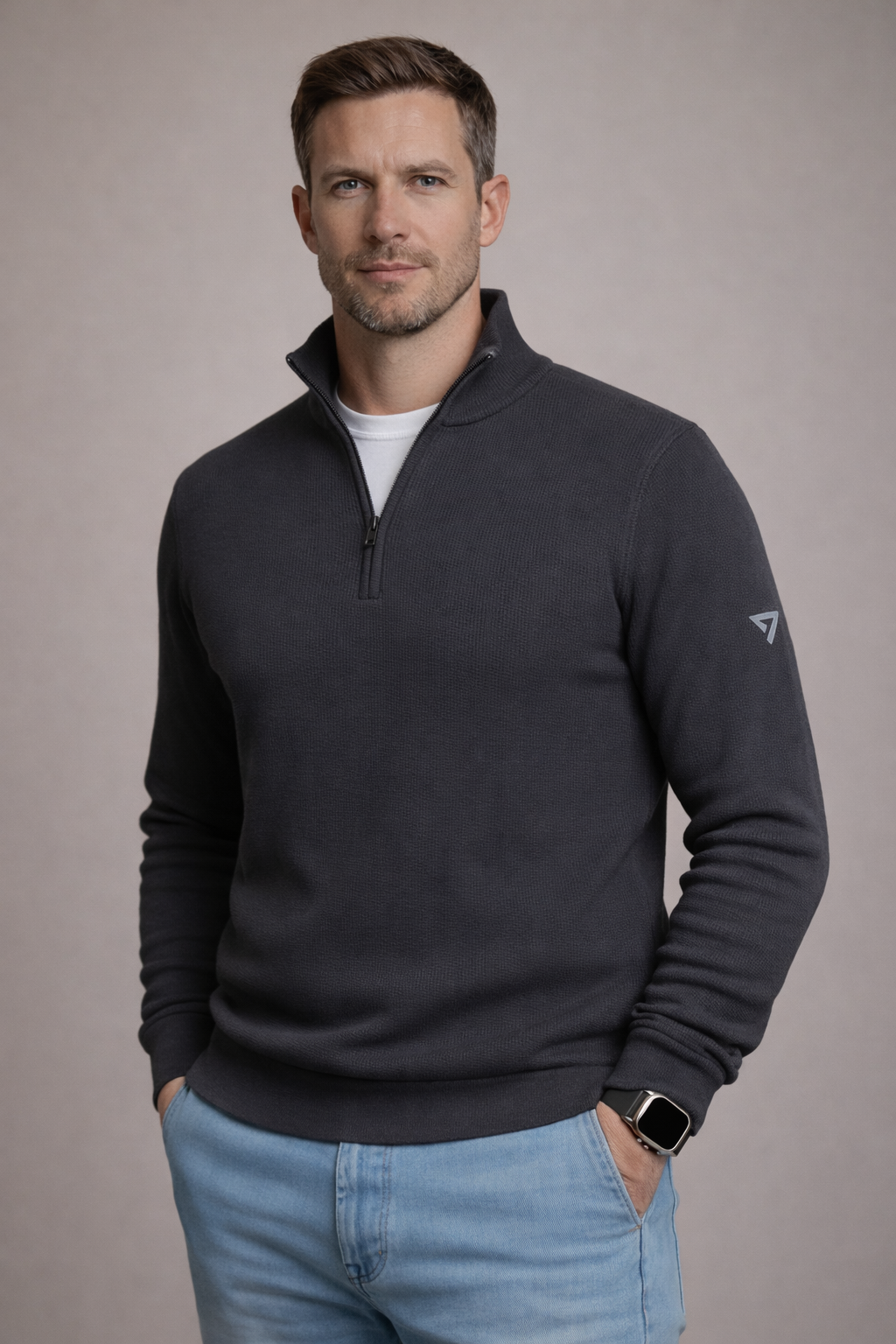 Ribbed Interlock Quarter Zip
