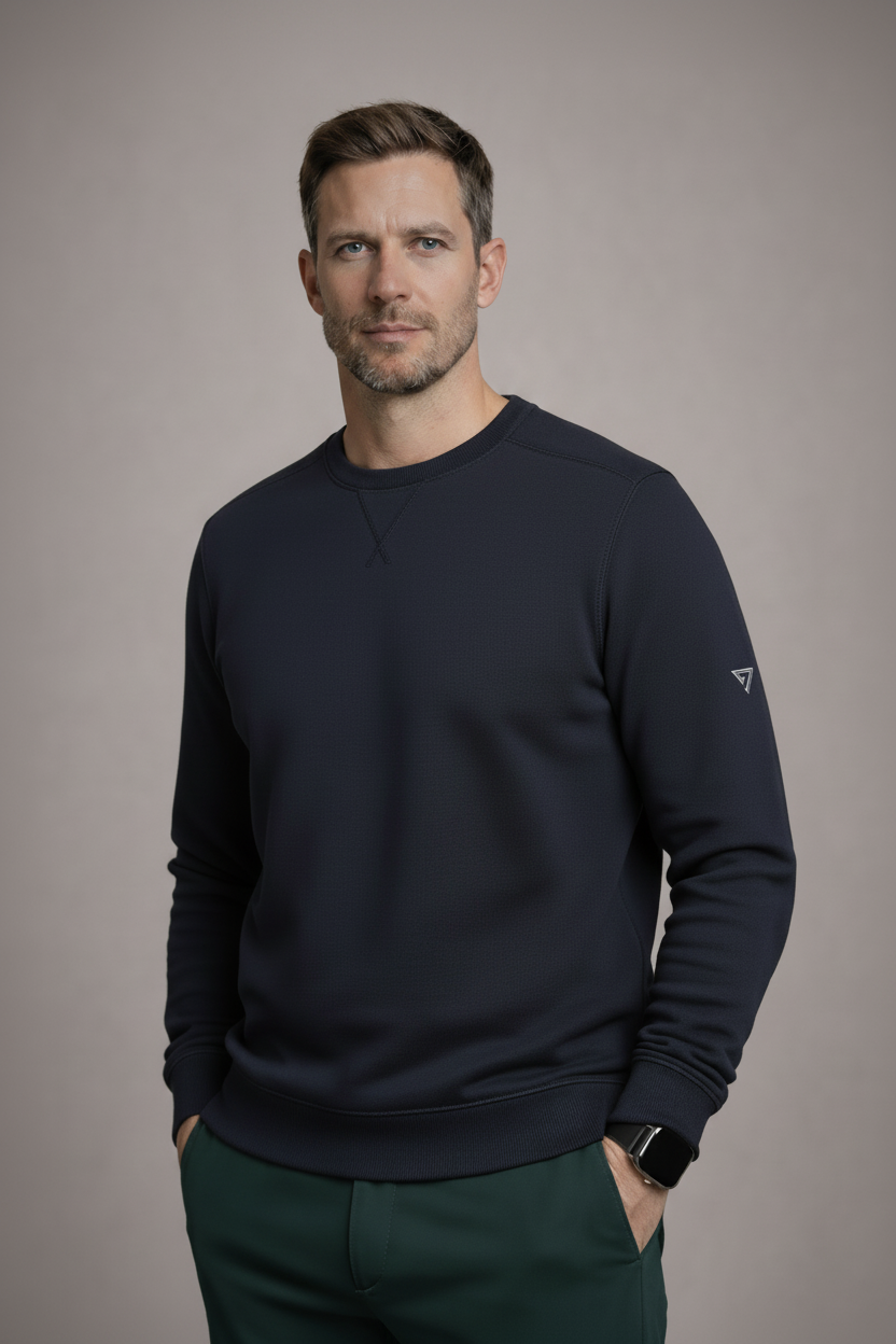 Ribbed Interlock Crew Neck